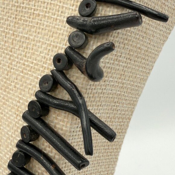 Vintage Natural Black Branch Coral Necklace Bib Statement Design 24 inches - Picture 4 of 16